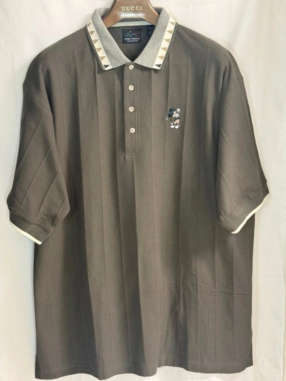 Men's Polo Shirt - Brown with Contrasting Collar
